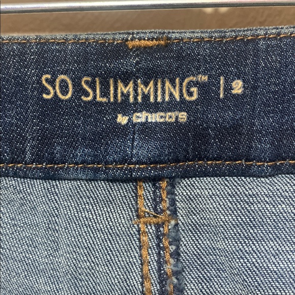 14. Chico's size 2 Blue So Slimming Denim Skirt Pockets - Picture 3 of 3